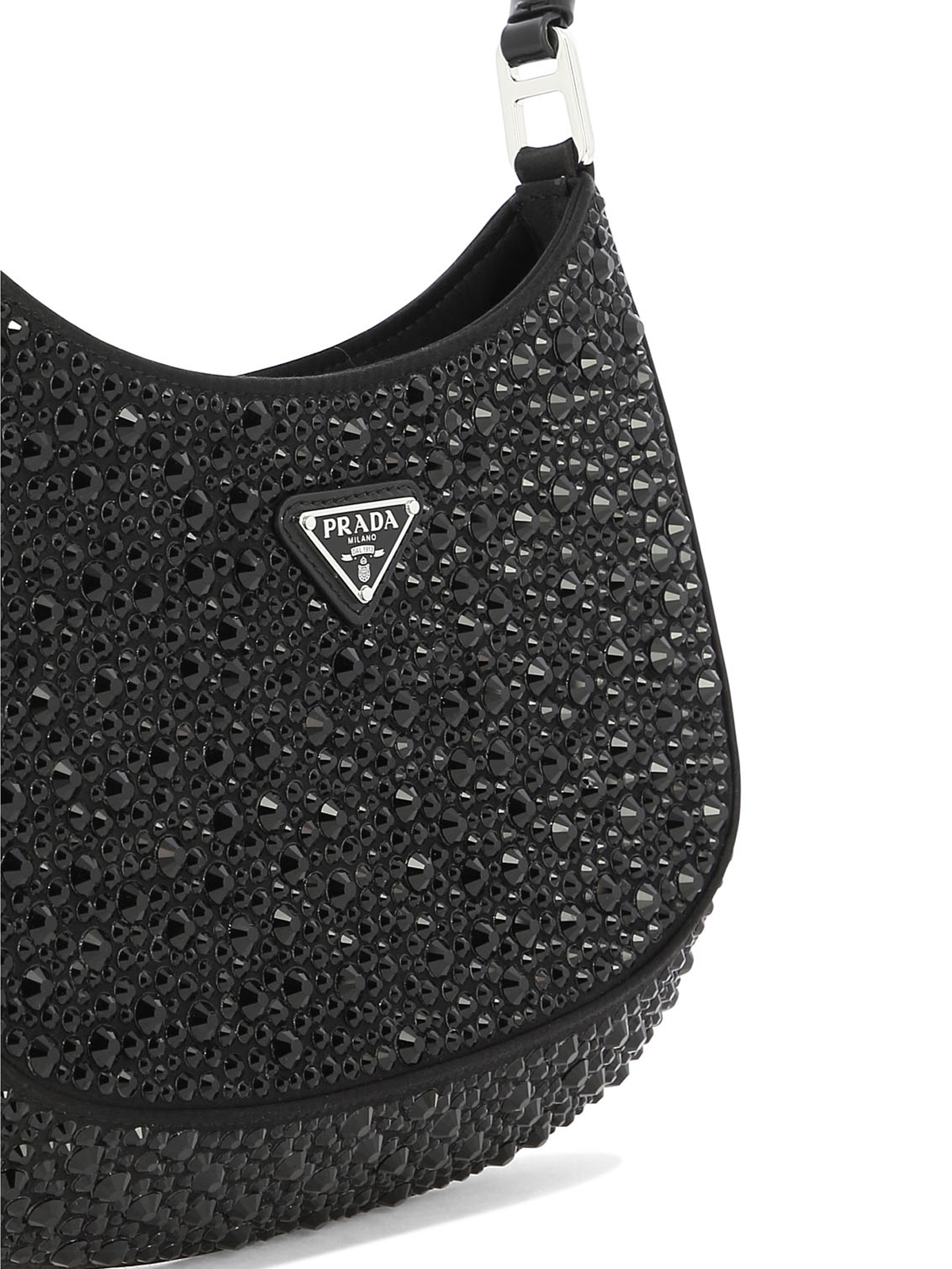 PRADA Black   Prada Cleo satin bag with crystals